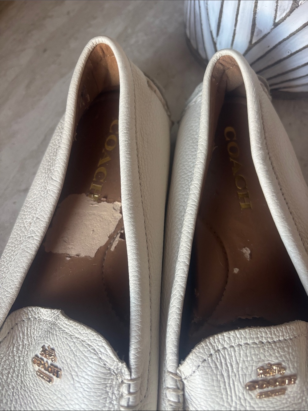 Women's Cream Leather Slip-On Loafers - Picture 7 of 12